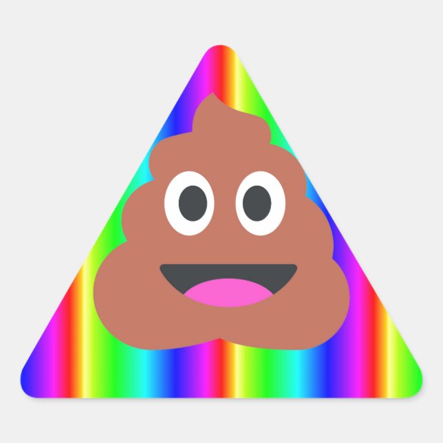 Regenbogen kackte Emoji Dreieckiger Aufkleber (Vorderseite)