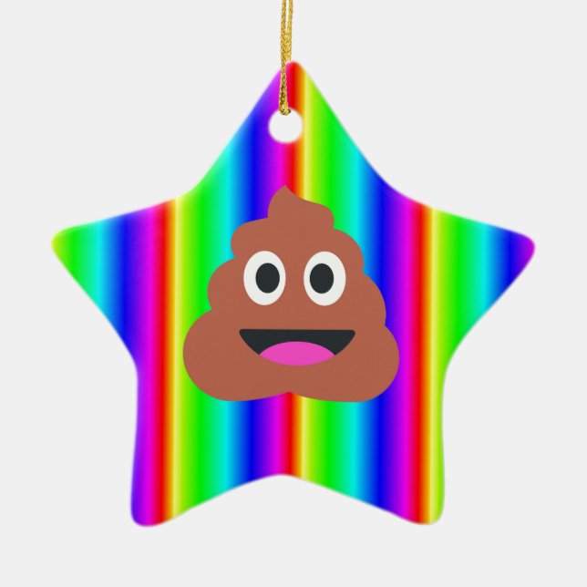 Regenbogen kackte Emoji Keramik Ornament (Vorne)