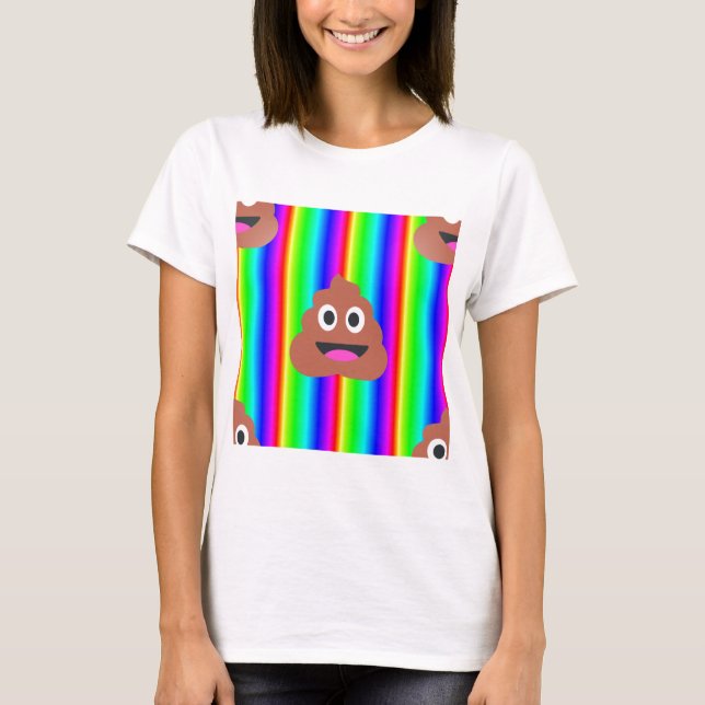 Regenbogen kackte Emoji T-Shirt (Vorderseite)