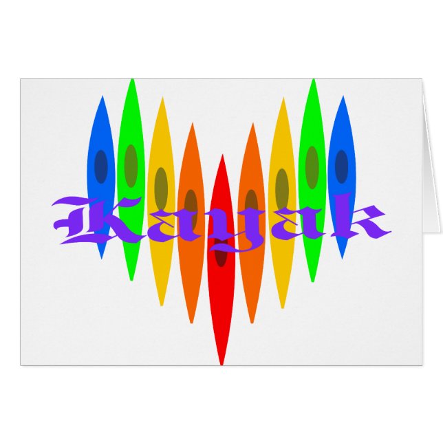Regenbogen-Kajak-Herz (Vorderseite (Horizontal))