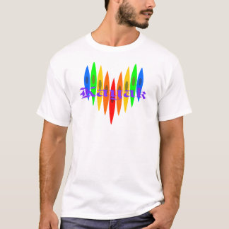 Regenbogen-Kajak-Herz T-Shirt