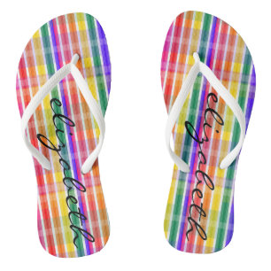 Regenbogen kariert flip flops