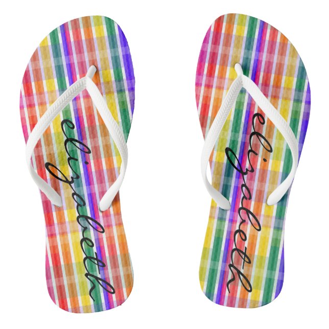 Regenbogen kariert flip flops (Fußbett)