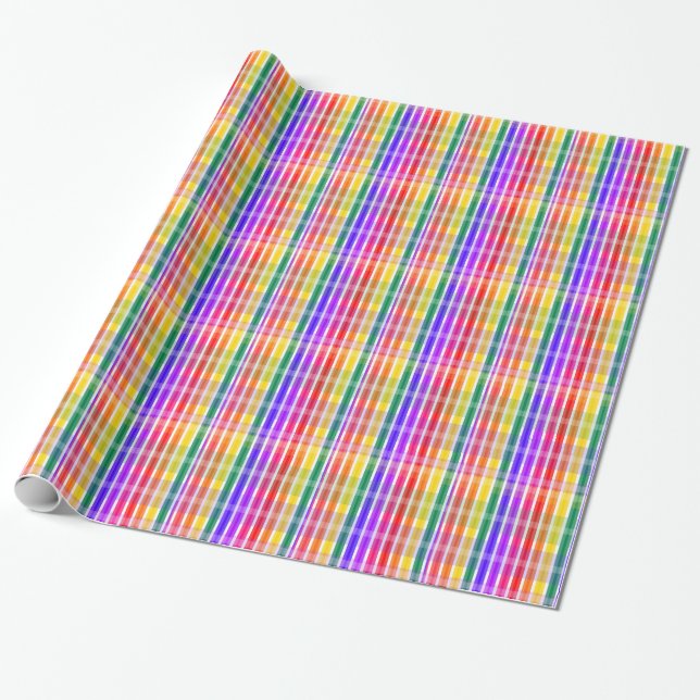 Regenbogen kariert geschenkpapier (Ungerollt)