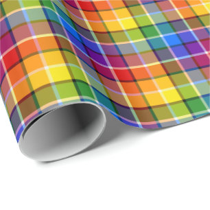 Regenbogen kariert geschenkpapier