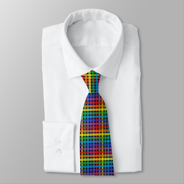 Regenbogen-kariertes Schwarzes Krawatte (Gebunden)