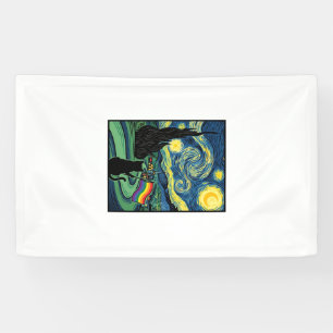 Regenbogen-Katz-Nachtlandschaft-Vektor-Shirt-Desig Banner