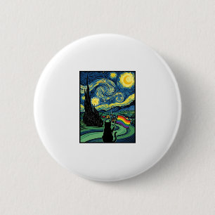 Regenbogen-Katz-Nachtlandschaft-Vektor-Shirt-Desig Button