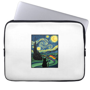 Regenbogen-Katz-Nachtlandschaft-Vektor-Shirt-Desig Laptopschutzhülle