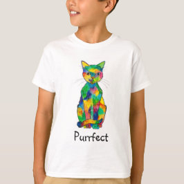 Regenbogen-Katze Purrfect Raglan-T - Shirt (Kind)