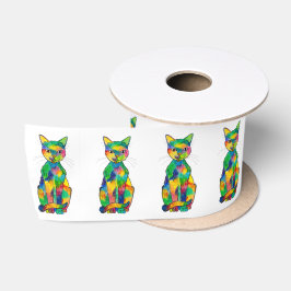 Regenbogen-Katzen-Band Satinband