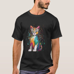 Regenbogen-Katzen-Bunter-Kunst-Universum für Kätzc T-Shirt