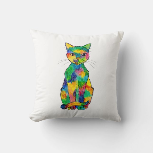 Regenbogen-Katzen-Kissen Kissen (Vorderseite)