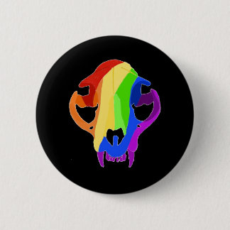 Regenbogen-Katzen-Schädel Button