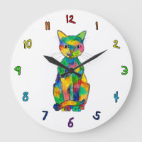 Regenbogen-Katzen-Uhr