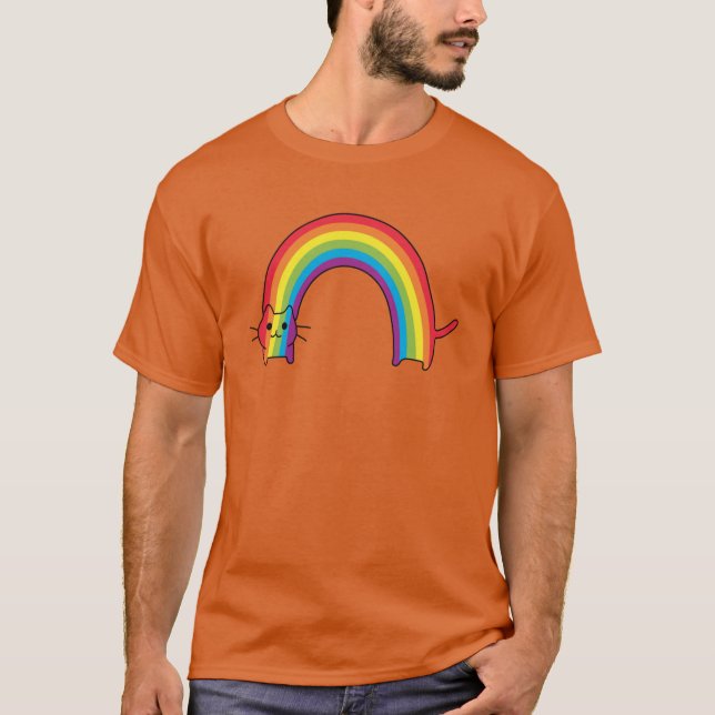 Regenbogen-Katzfreund T-Shirt (Vorderseite)