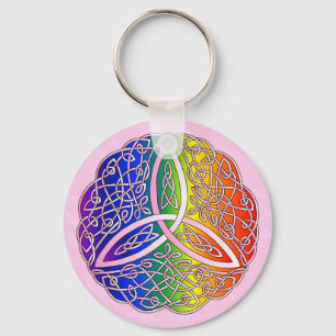 Regenbogen-keltischer Kunst-Dreiheits-Knoten Schlüsselanhänger