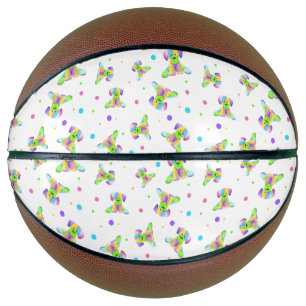 Regenbogen Kinder Hund Welpe Punkte hell lustige F Basketball