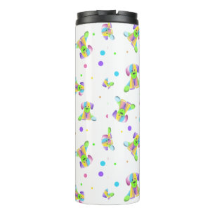 Regenbogen Kinder Hund Welpe Punkte hell lustige F Thermosbecher