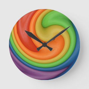 Regenbogen-Kitt-Strudel-Süßigkeits-Farben Runde Wanduhr