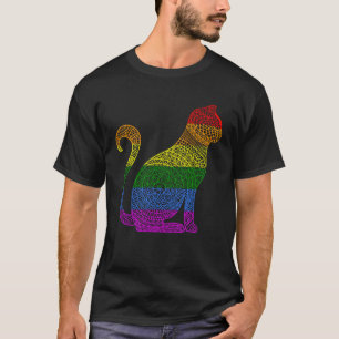 Regenbogen-Kitty-Katze-Mandala-Lotusblume-Yoga-Med T-Shirt