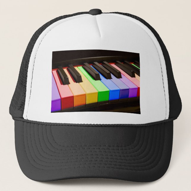 Regenbogen-Klavier Truckerkappe (Vorderseite)