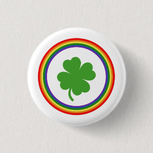 Regenbogen-Kleeblatt-Knopf Button