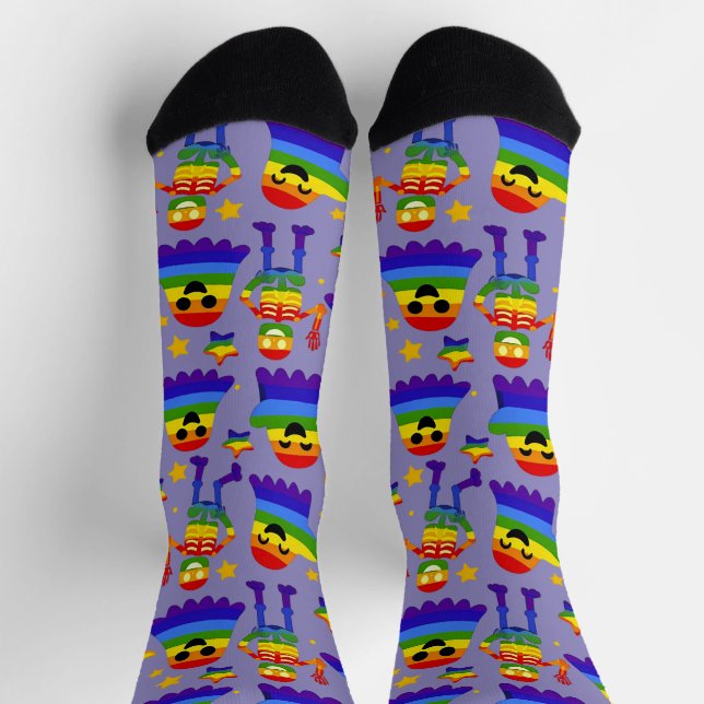 🦇🌈 Regenbogen-Knochen & Sterne  Socken (Oben)