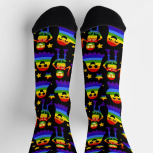 🦇🌈 Regenbogen-Knochen & Sterne Socken