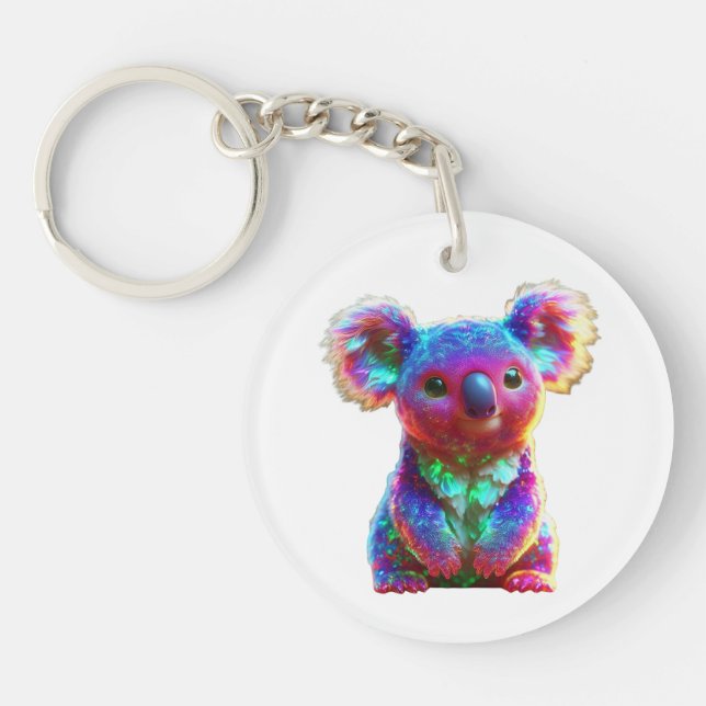 Regenbogen-Koala-Fantasy-Kunst Schlüsselanhänger (Vorderseite)