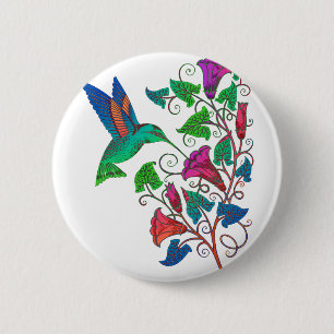 Regenbogen-Kolibri Button
