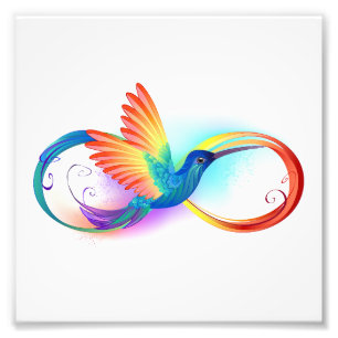 Regenbogen-Kolibri mit Unendlichkeitssymbol Fotodruck