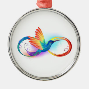 Regenbogen-Kolibri mit Unendlichkeitssymbol Ornament Aus Metall