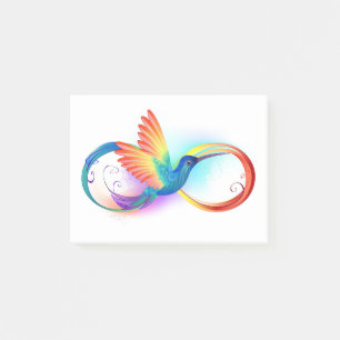 Regenbogen-Kolibri mit Unendlichkeitssymbol Post-it Klebezettel