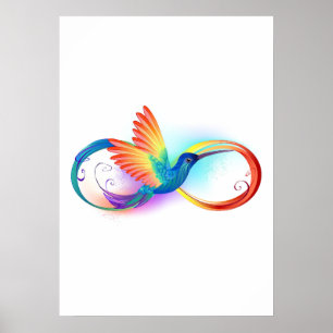 Regenbogen-Kolibri mit Unendlichkeitssymbol Poster
