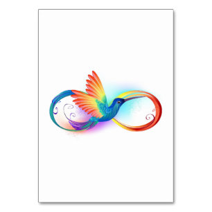 Regenbogen-Kolibri mit Unendlichkeitssymbol Tischnummer