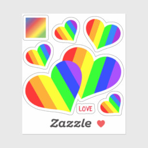 Regenbogen Kontur Sticker Herzen