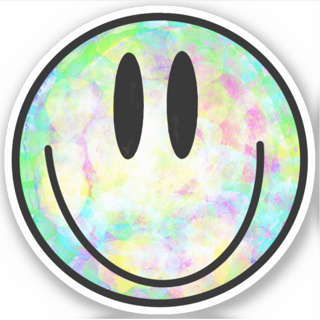 Regenbogen Krawatte-Happy Gesicht Lächeln bunten H Aufkleber (Vorderseite)