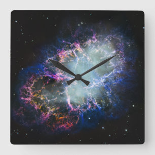 Regenbogen-Krebsnebel Quadratische Wanduhr