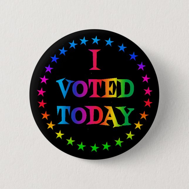 Regenbogen-Kreis der Sterne WÄHLTE ICH HEUTE LGBT Button (Vorderseite)