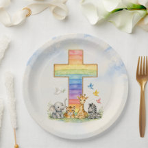 Regenbogen Kreuz Baby Tiere Wasserfarbe Party Tell