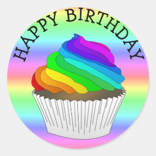 Regenbogen-Kuchen-alles- Gute zum Runder Aufkleber