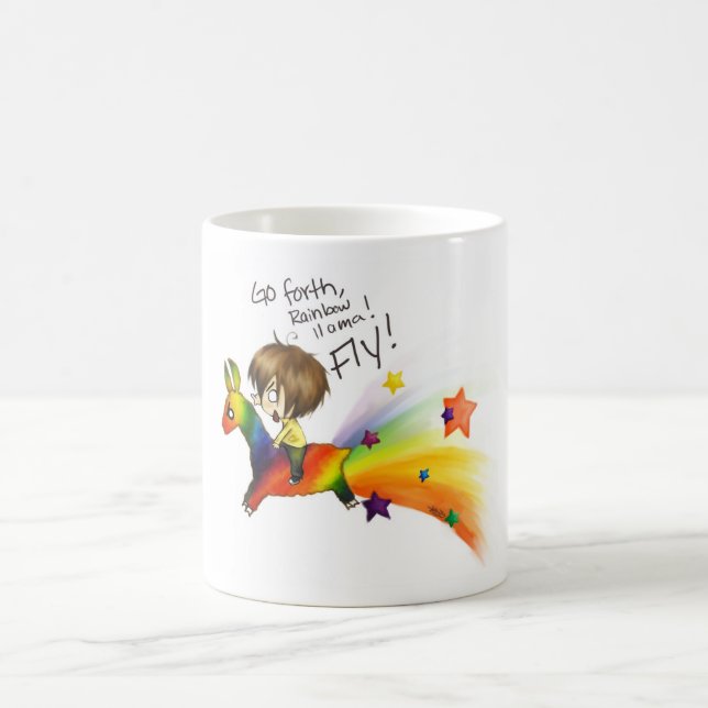 Regenbogen-Lama Kaffeetasse (Mittel)