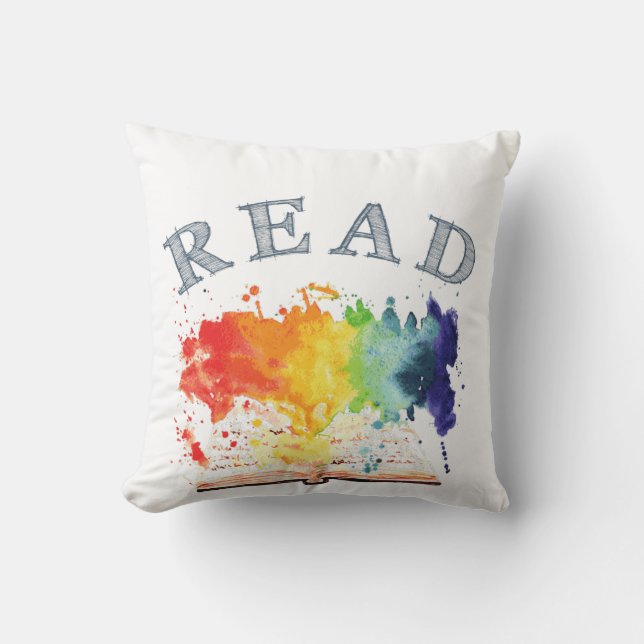 Regenbogen las Buch-Winkel-Wurfs-Kissen Kissen (Vorderseite)