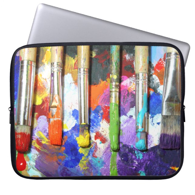 Regenbogen-laufende Pinsel-Fotografie Laptopschutzhülle (Vorderseite)