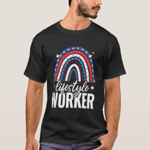 Regenbogen-Lebensstil-Arbeiter 4. Juli USA Amerika T-Shirt