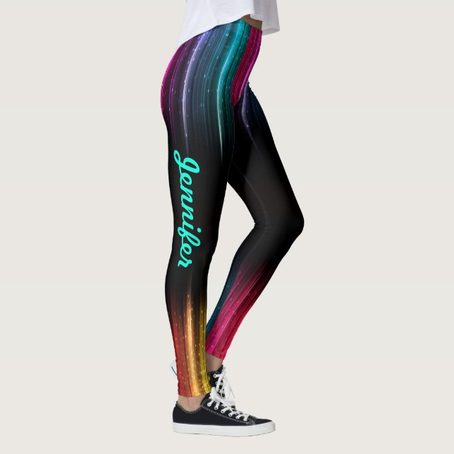Regenbogen-Leggings Ihr Name Frauensportanlagen Leggings (Rechts)