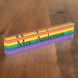 Regenbogen-Lehrer-Nummernschild für Schreibtisch Namensplakette
