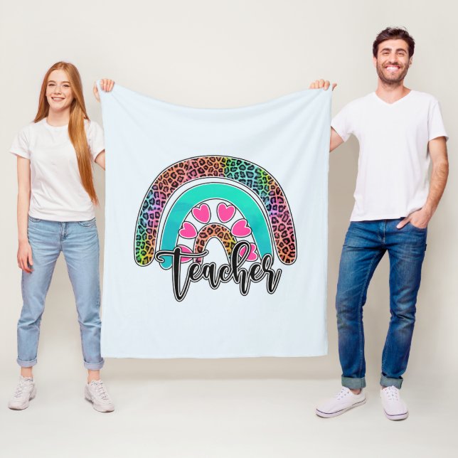 Regenbogen-Lehrerin - farbenfrohe Leopard-Printwer Fleecedecke (Beispiel)
