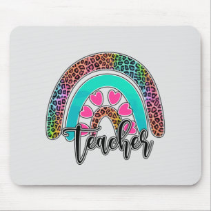Regenbogen-Lehrerin - farbenfrohe Leopard-Printwer Mousepad